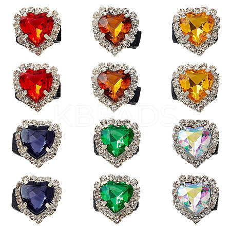 12Pcs 6 Colors Heart Acrylic with Plastic Ornament Accessories DIY-FG0006-56-1