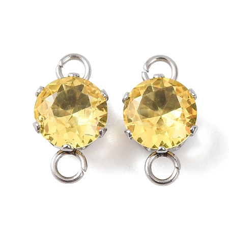 304 Stainless Steel Micro Pave Cubic Zirconia Connector Charms STAS-H240-50P-08-1