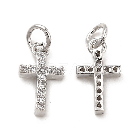 Brass Micro Pave Cubic Zirconia Charms KK-E068-VB259-1