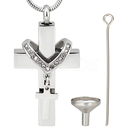 Stainless Steel Urn Ashes Necklace NJEW-CN0001-06P-1