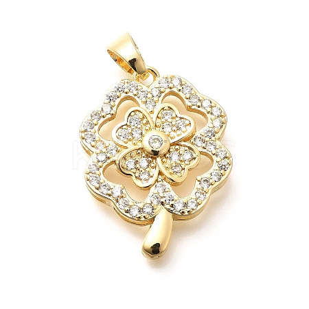Brass Micro Pave Cubic Zirconia Pendants KK-G519-14G-01-1