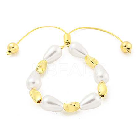 Teardrop ABS Imitation Pearl Slider Bracelets BJEW-P322-12G-1