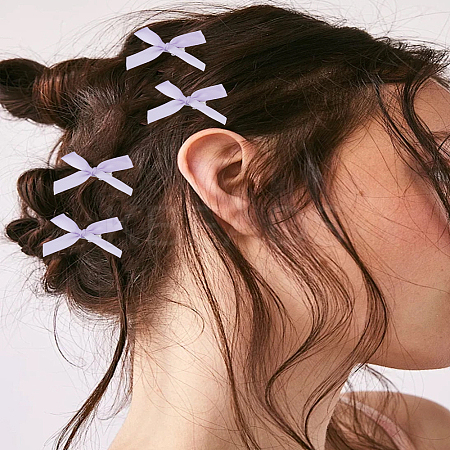 10Pcs Bowknot Polyester Alligator Hair Clips AJEW-LP0008-08E-1