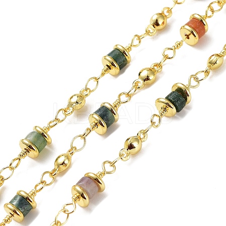 Natural Indian Agate Column Link Chains CHC-K014-07G-01-1