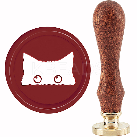 Brass Wax Seal Stamp with Handle AJEW-WH0184-0861-1