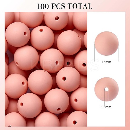 100Pcs Silicone Beads Round Rubber Bead 15MM Loose Spacer Beads for DIY Supplies Jewelry Keychain Making JX469A-1