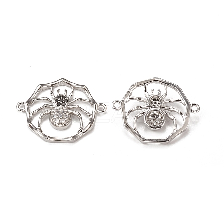 Halloween Brass Pave Clear & Black Cubic Zirconia Connector Charms LS-KK-E068-VB060-1