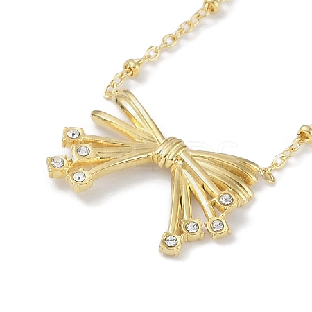 304 Stainless Steel Crystal Rhinestone Satellite Chain Bowknot Pendant Necklaces for Women NJEW-C055-10G-1