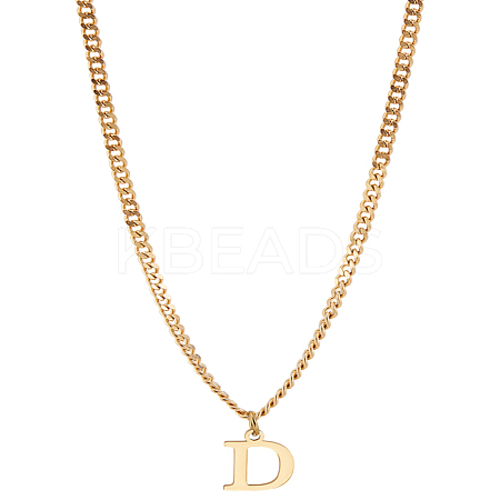 1Pc 304 Stainless Steel Letter Pendant Necklaces NJEW-LP0001-33D-G-1