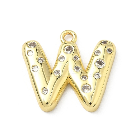 Brass Micro Pave Clear Cubic Zirconia Pendants KK-I476-02G-W-1