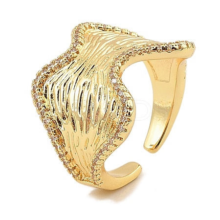 Brass Micro Pave Cubic Zirconia Cuff Rings RJEW-S392-20G-1