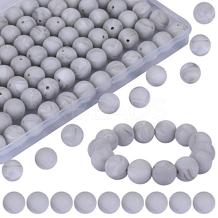 80Pcs Round Silicone Focal Beads SIL-SZ0001-24-21-1