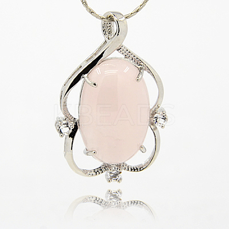 Natural Rose Quartz Pendants G-XCP0001-39-1