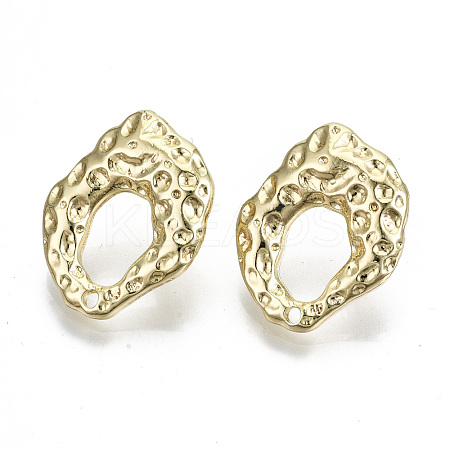 Rack Plating Hammered Alloy Stud Earring Findings PALLOY-N155-65-NR-1
