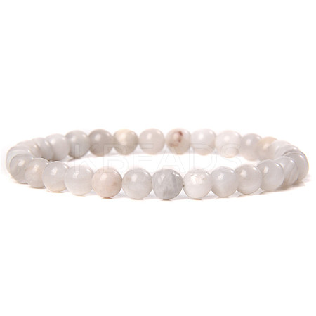 Natural White Crazy Agate Round Beaded Stretch Bracelet SF8562-29-1