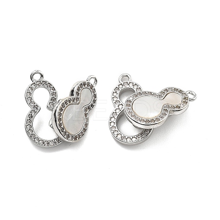 Brass Micro Pave Cubic Zirconia & Shell Fold Over Clasps KK-B129-15P-1