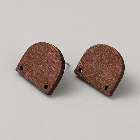 Saddle Brown Wood Stud Earring Findings WOOD-WH0125-10A-1