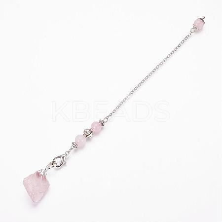 Rough Natural Rose Quartz Dowsing Pendulums PALLOY-JF00291-01-1