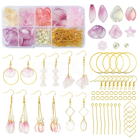DIY Leaf & Flower Glass Earrings Jewelry Making Kits DIY-FS0007-06-1