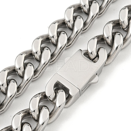Non-Tarnish 201 Stainless Steel Cuban Link Chain Necklaces for Women and Men NJEW-F322-04P-04-1