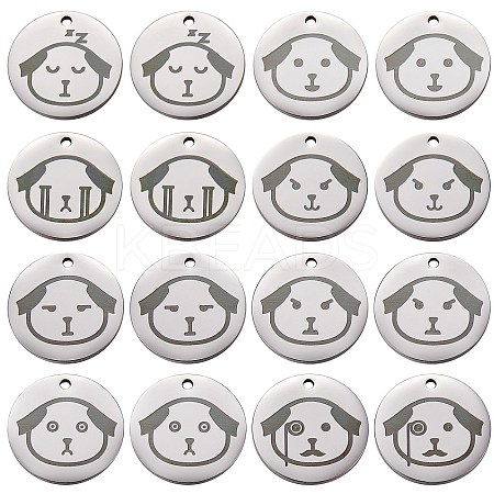 16Pcs 8 Style Stainless Steel Pendants STAS-SZ0002-01-1