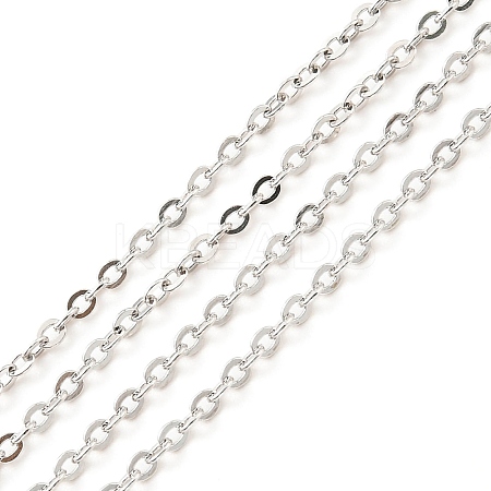 Anti-Tarnish Rhodium Plated 925 Sterling Silver Flat Cable Chains STER-F052-04P-1