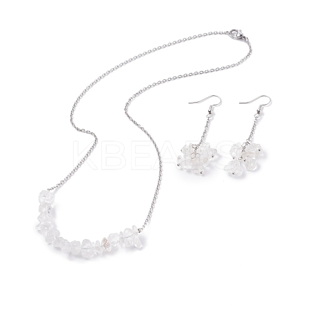 Natural Quartz Crystal Chips Beaded Jewelry Set SJEW-JS01231-05-1