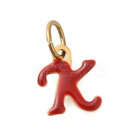 Ion Plating(IP) 304 Stainless Steel Enamel Alphabet Charms STAS-F308-02G-K-1