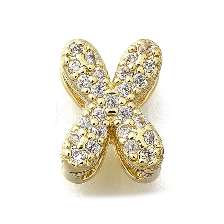Brass Micro Pave Cubic Zirconia Letter Multi-Strand Links KK-D295-32G-24-1