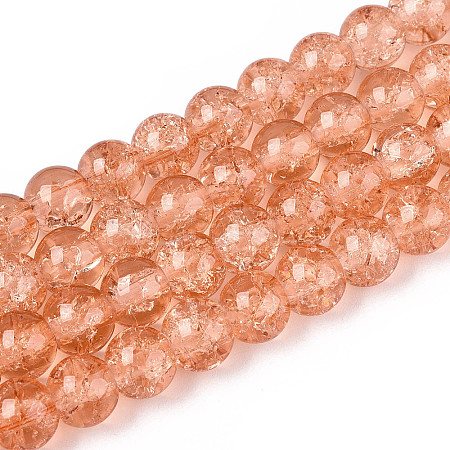 Spray Painted Crackle Glass Beads Strands CCG-Q001-8mm-05-1