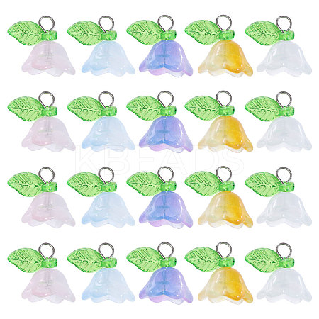 100Pcs 10 Colors Glass Flower of Life Charms FIND-CA0009-01-1