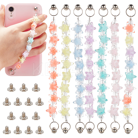   7Sets 7 Color Plastic Star Beaded Chain MOBA-PH0001-10-1