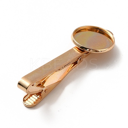 Brass Tie Bar Clips Tie Pins with Blank Cabochon Settings KK-A159-01KCG-1