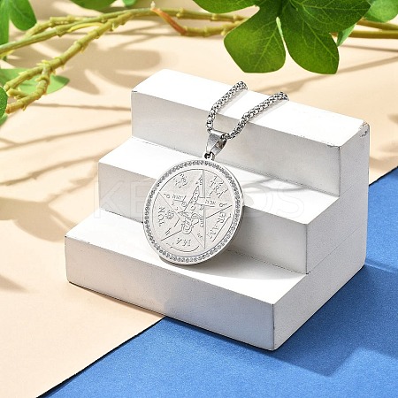 201 Stainless Steel Rhinestone Pendant Necklaces for Women NJEW-U021-01P-1