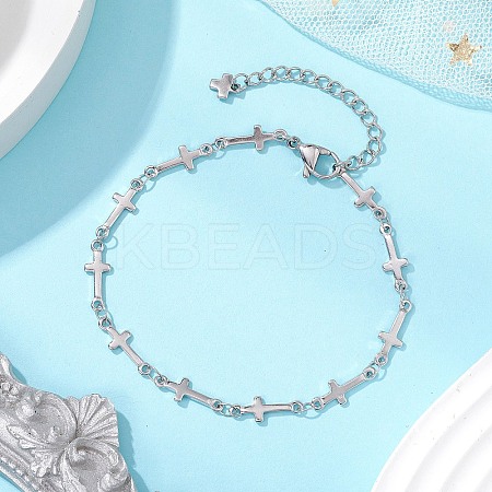 304 Stainless Steel Link Chains Bracelets for Women BJEW-JB11315-02-1