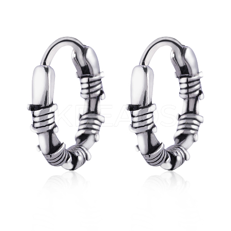 316 Stainless Steel Thorns Hoop Earrings for Men Women EJEW-SZ0001-96-1