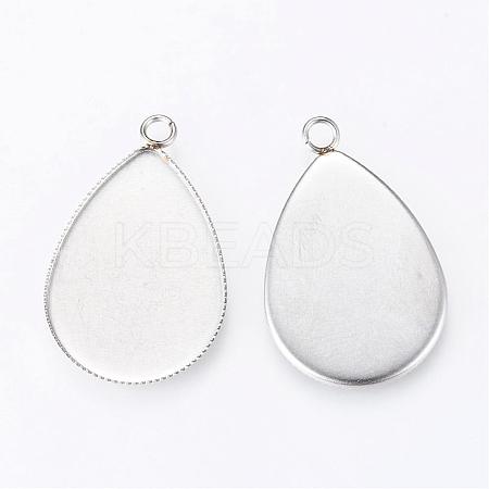 Tarnish Resistant 304 Stainless Steel Pendant Cabochon Settings STAS-R090-31-1