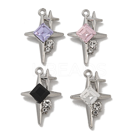 Rack Plating Alloy Rhinestone Pendants PALLOY-F312-20P-1