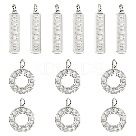 12Pcs 2 Style 304 Stainless Steel Pendants STAS-DC0010-22-1