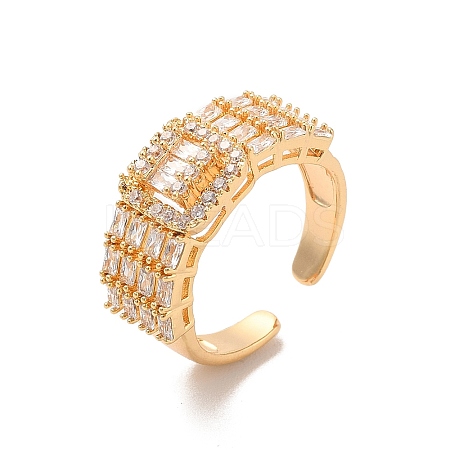 Brass Micro Pave Cubic Zirconia Open Cuff Rings RJEW-R146-16A-G-1