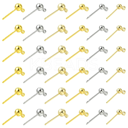 24Pcs 6 Sstyles Rack Plating Brass Stud Earring Settings KK-FS0001-41-1