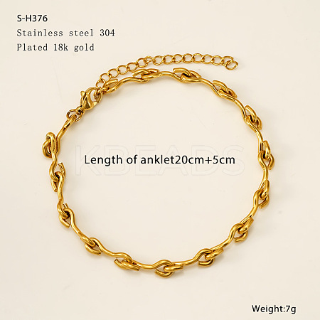304 Stainless Steel 3 Shaped Link Chain Anklets FS-WG7E8C4-01-1