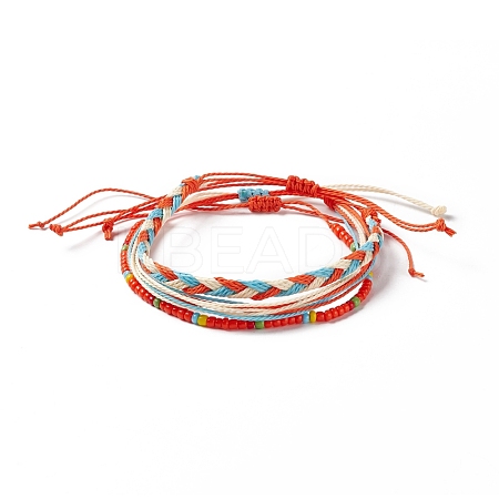 3Pcs 3 Style Plastic Braided Bead Bracelets Set BJEW-B065-08A-1