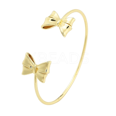 Brass Bowknot Cuff Bangles for Women LS-BJEW-Z072-03G-01-1