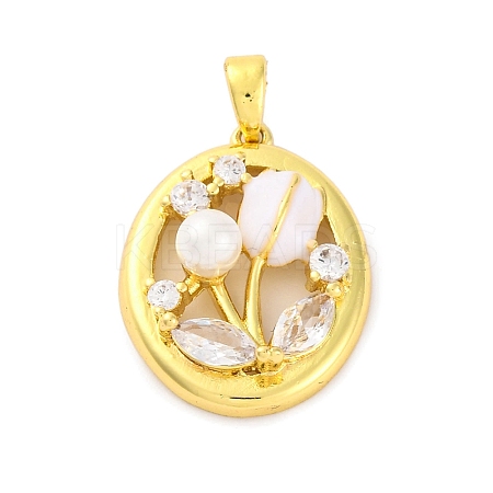 Brass Micro Pave Cubic Zirconia Pendants KK-A232-10G-1