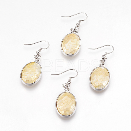 Natural Yellow Shell Dangle Earrings EJEW-F162-B01-1