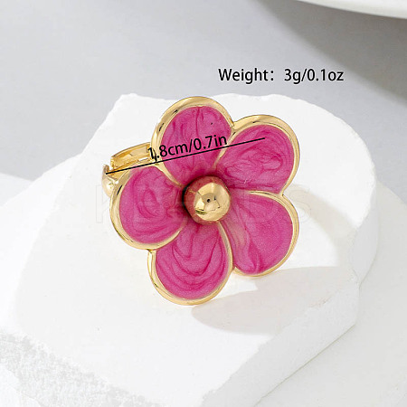 Flower Alloy Enamel Finger Rings for Women FS-WG5F22E-01-1