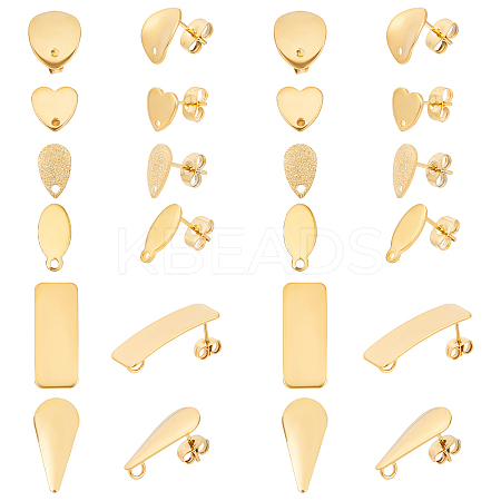 DICOSMETIC 24Pcs 6 Style 304 Stainless Steel Stud Earring Findings STAS-DC0005-67-1