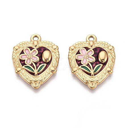304 Stainless Steel and Enamel Pendants STAS-T068-84A-1