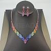 Horse Eye Alloy Rhinestone Chain Necklaces & Stud Dangle Earrings Sets FS-WG777BF-01-2